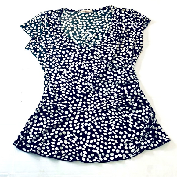 Roz & Ali Tops - T43 Roz & Ali Ruched Polka Dot Top
